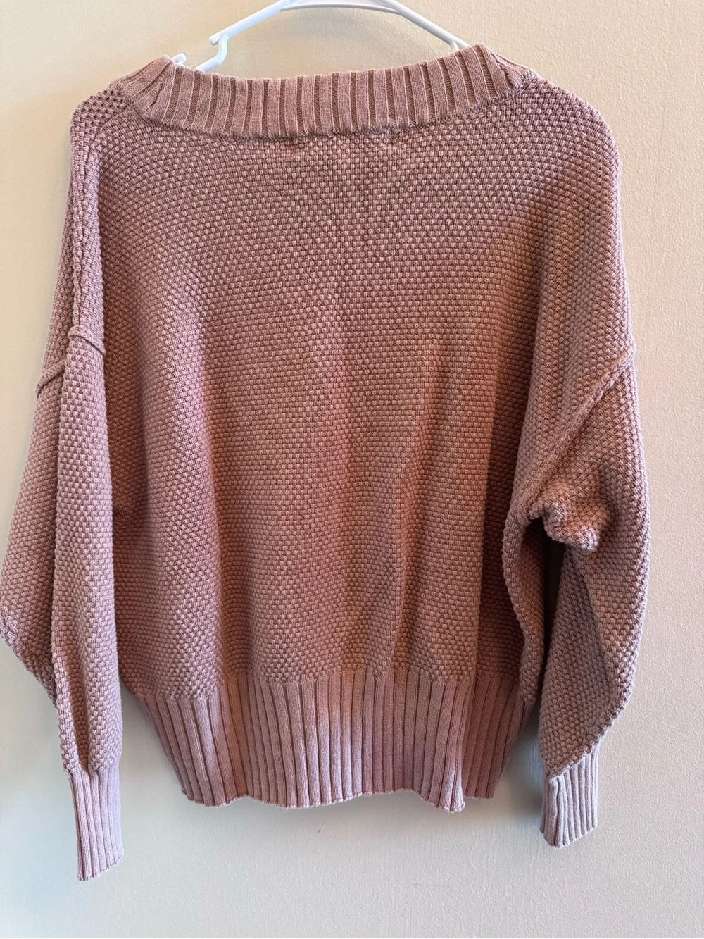 FP Beach Textured Button-Front Cardigan Sweater in Mauve